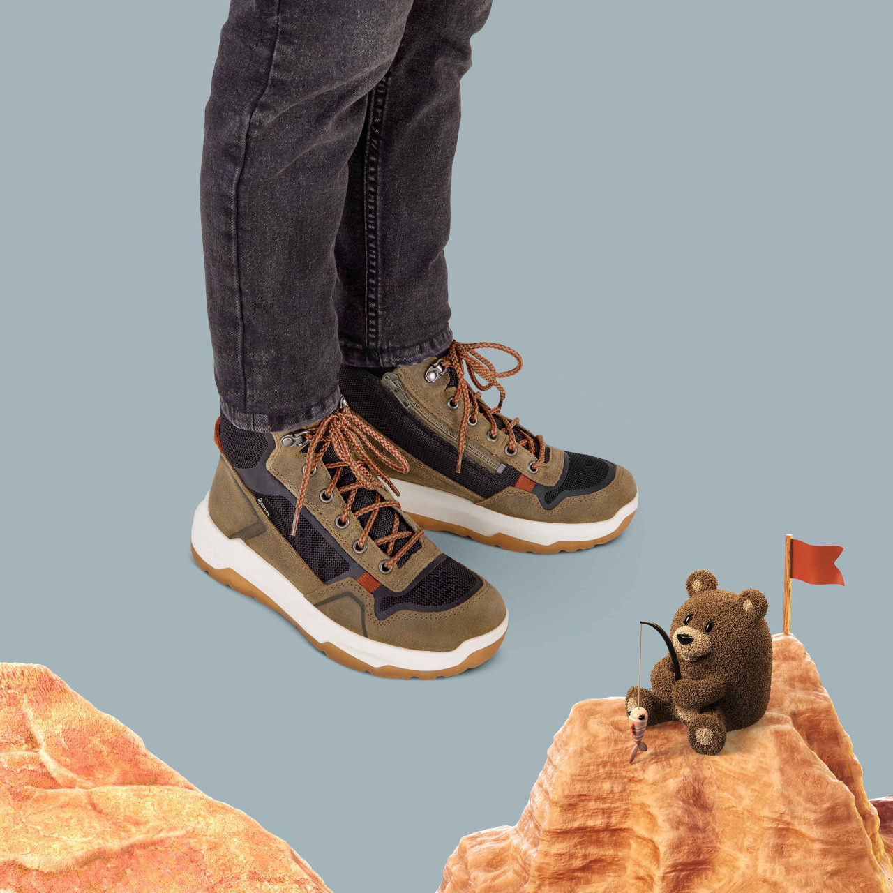 SPACE - Grün/SchwarzBoots mit Reißverschluss