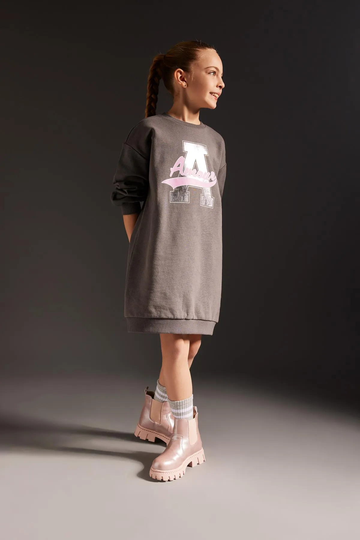 DeFacto  Bedrucktes Sweatkleid mit Rundhalsausschnitt für Mädchen - Langarm Z4933a623sp