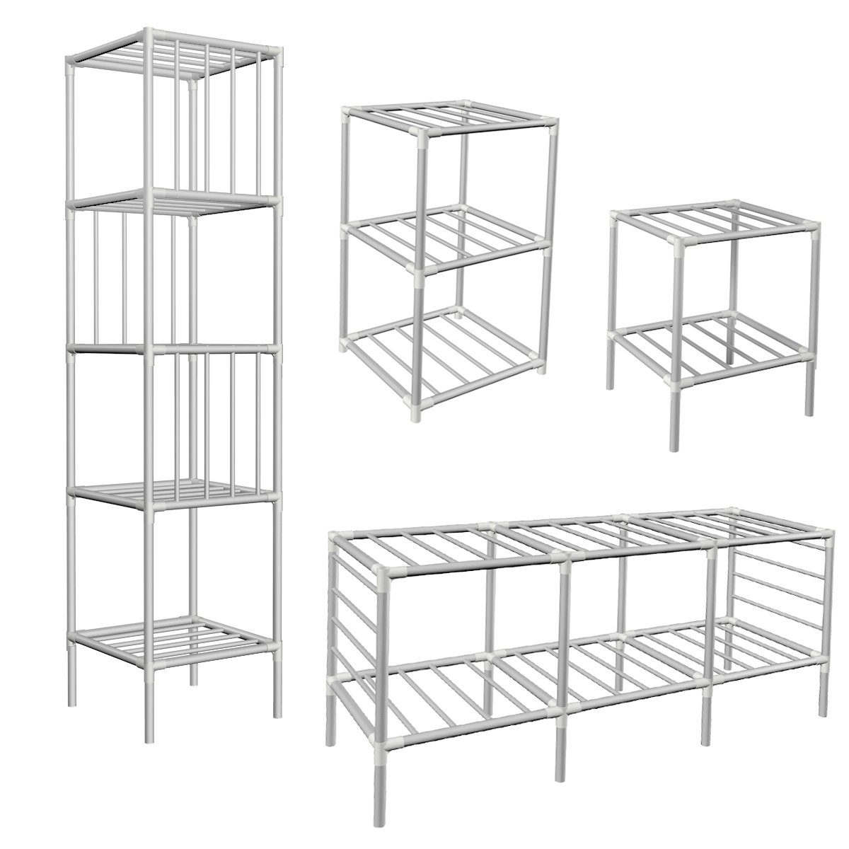 eyepower Kleiderschrank Großes XXL Schrankregal offener Kleiderschrank DIY Stecksystem Kleiderstange