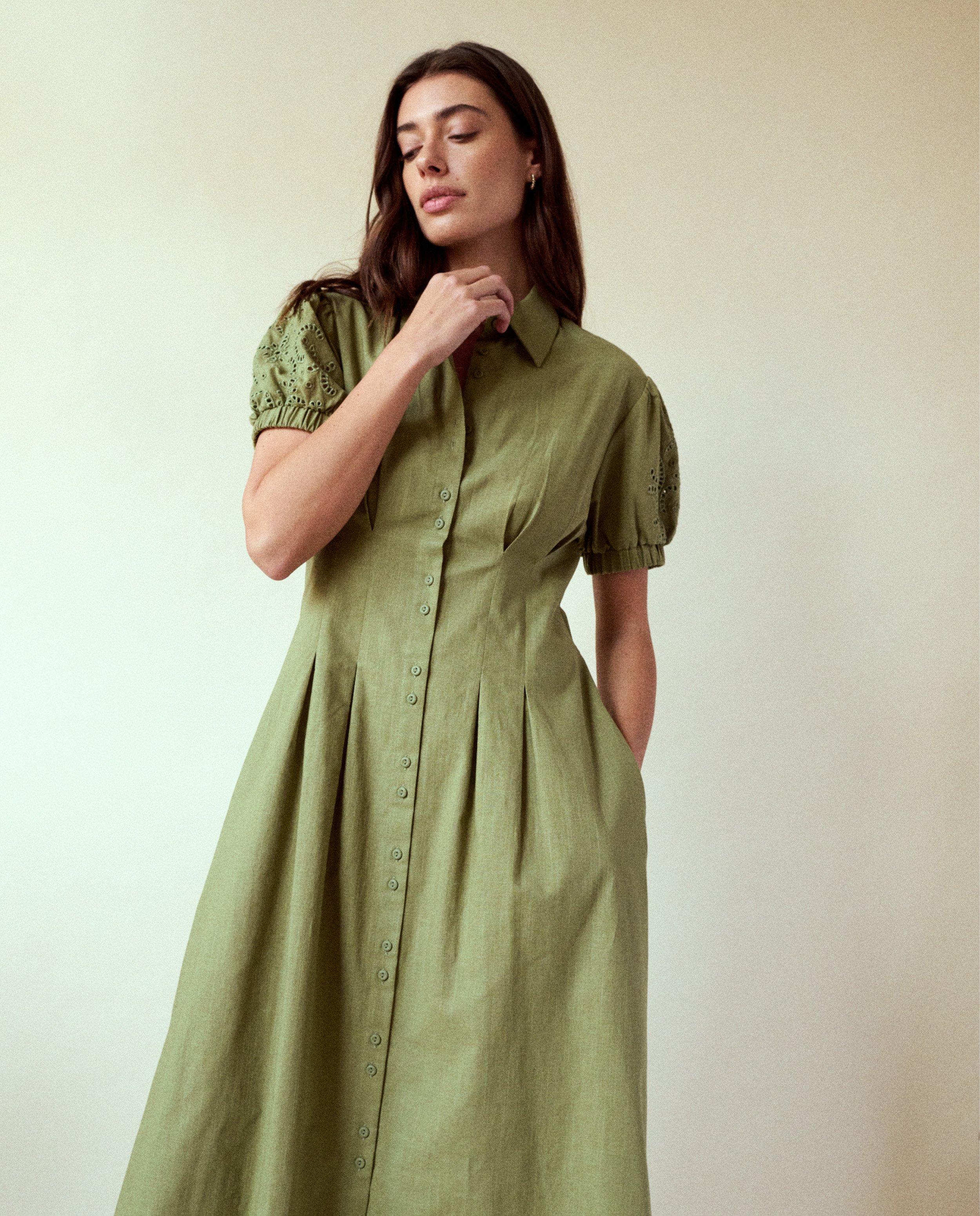Thelma & Louise Jurk träffade broderie anglaise khaki