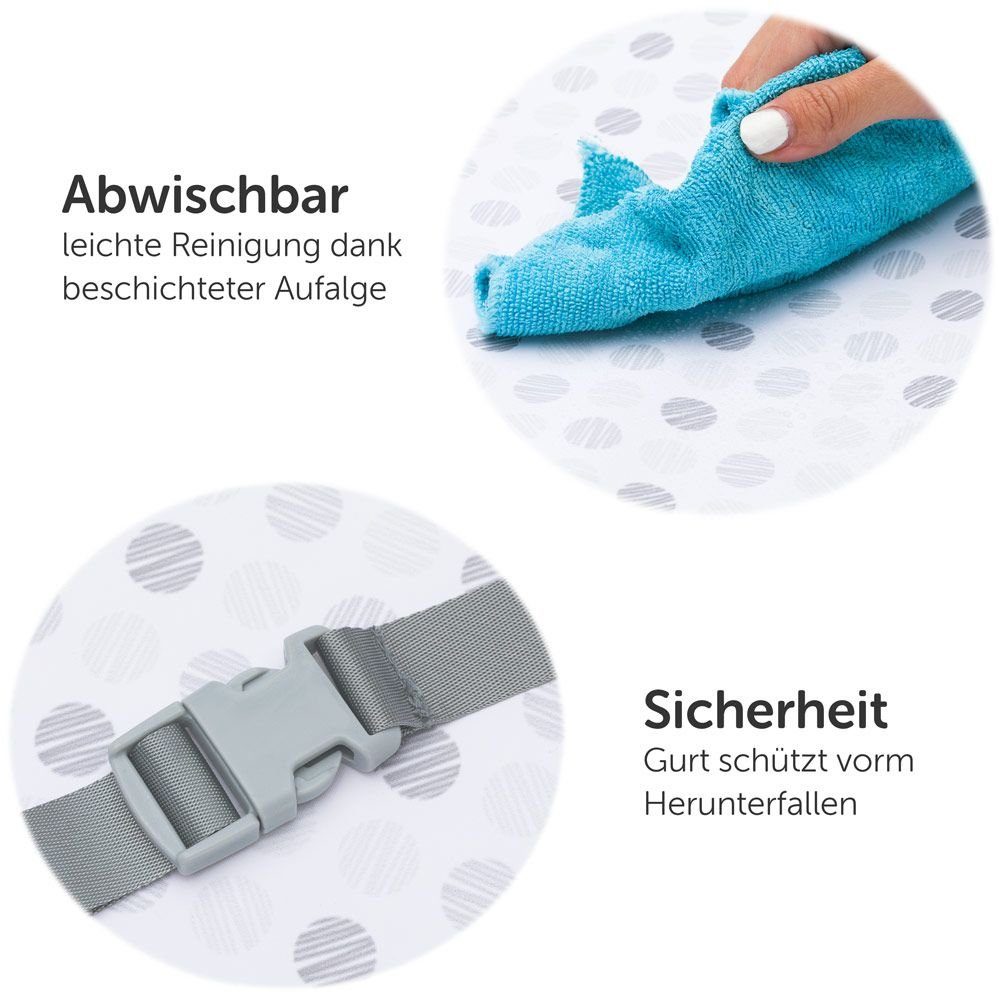 Fillikid Wickelkommode Exklusiv Circle - Grau, Baby Wickelkombi Wickelkommode Wickeltisch klappbar mit Fächern