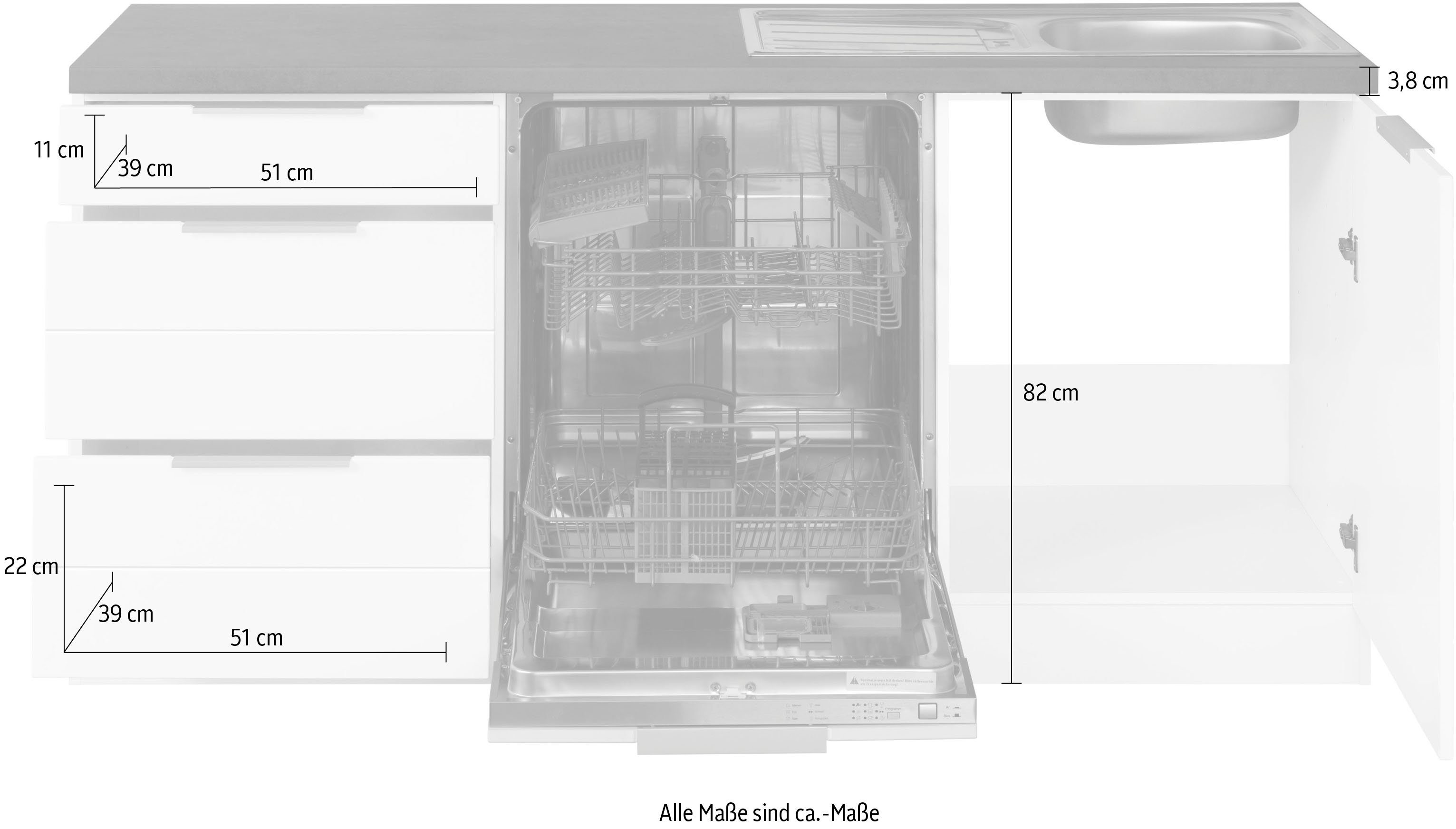 HELD MÖBEL Küche Luhe, Stellbreite 240x270 cm, wahlweise mit oder ohne E-Geräten, MDF-Fronten