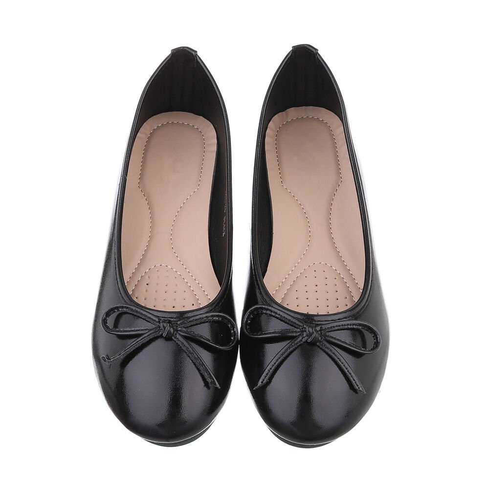 Ital-Design Damen Schlupfschuhe Freizeit Ballerina Blockabsatz Klassische Ballerinas in Schwarz