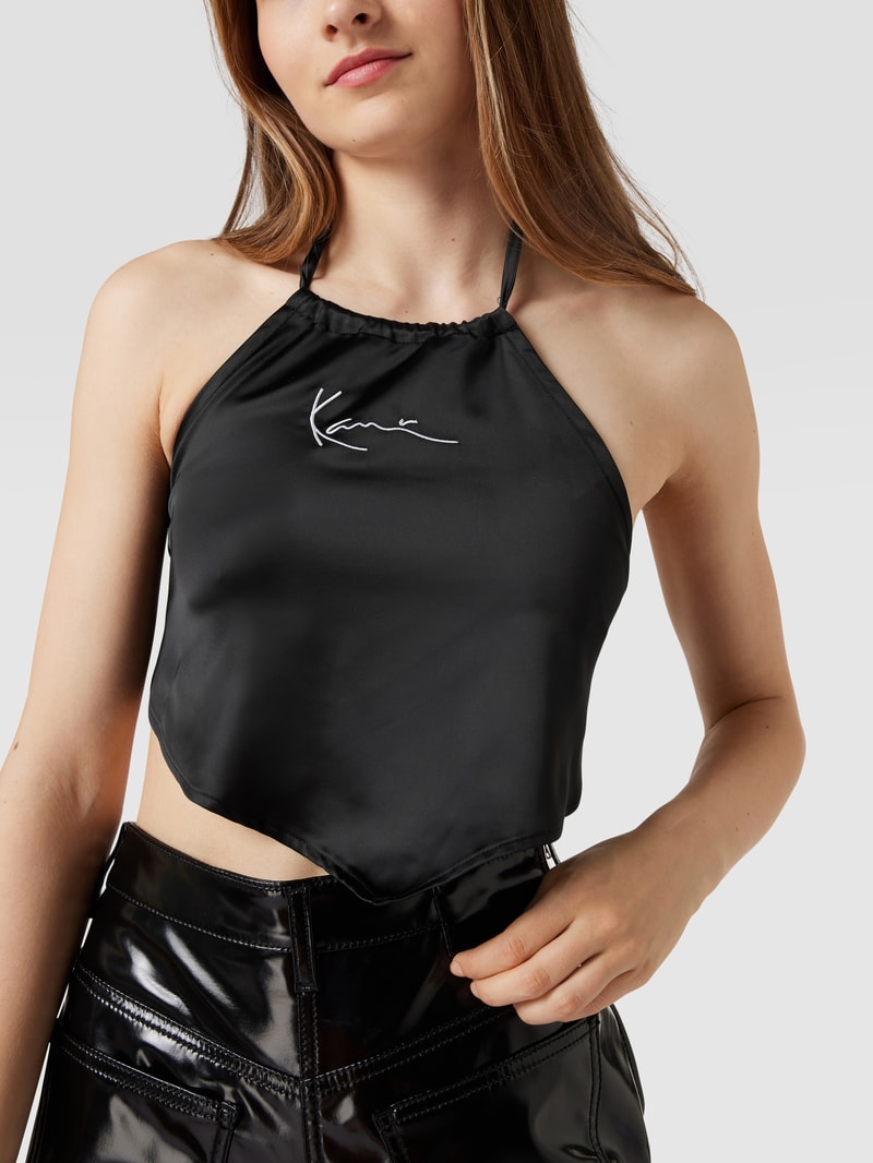 Crop Top mit Label-Stitching in black