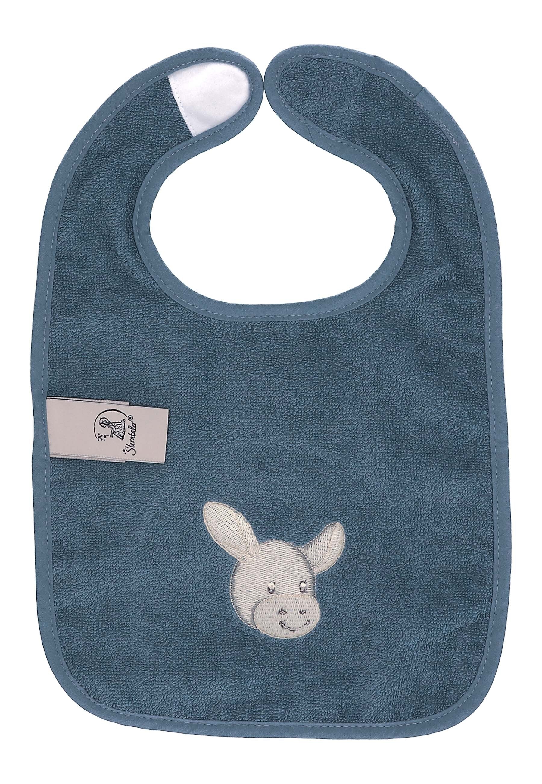 GOTS 2er-Pack Klettlätzchen Esel Emmi, Graublau