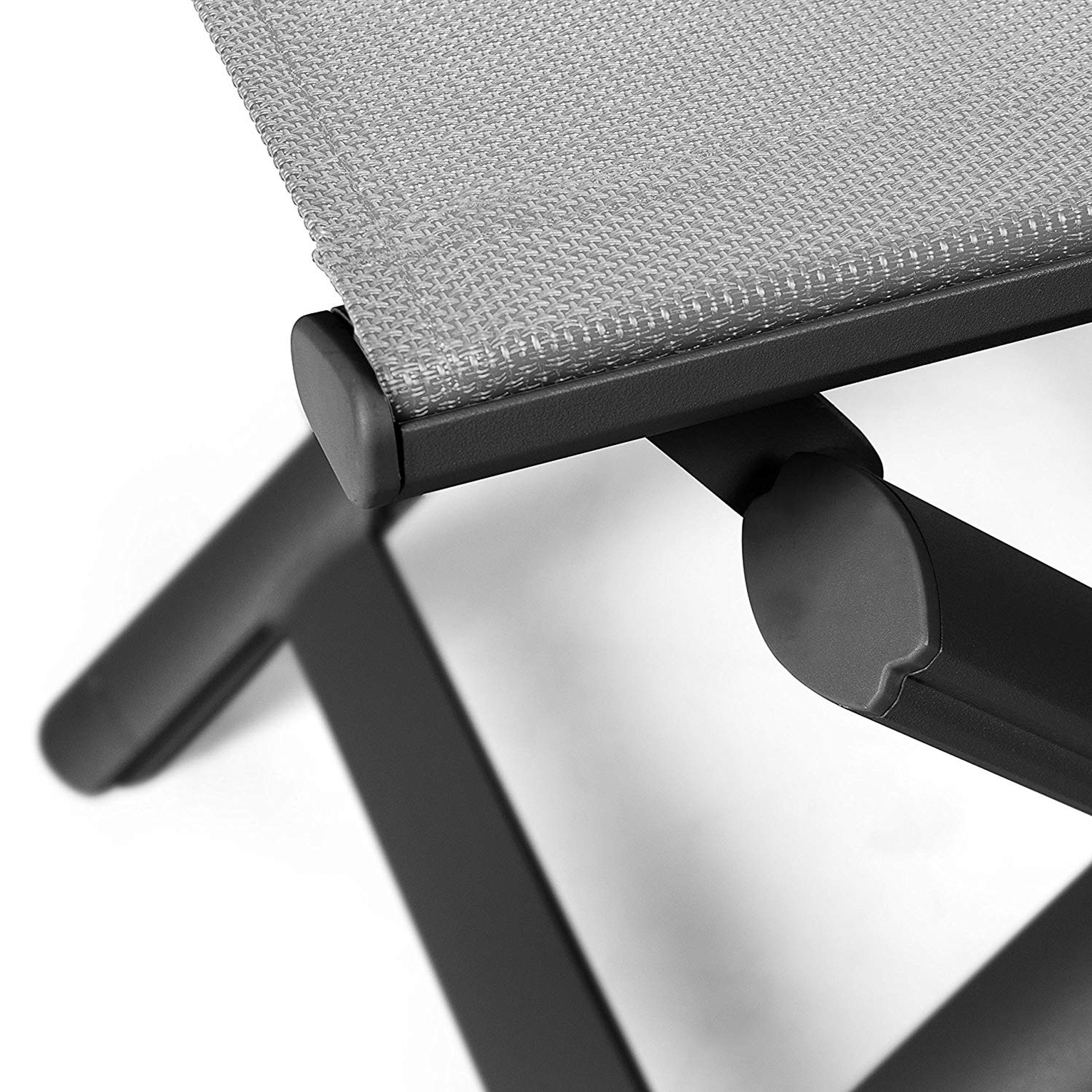VANAGE Fußhocker VG-3384, gepolsterter Hocker in grau - klappbarer Fußhocker - Alu Klapphocker - Sitzhocker - Klappstuhl für Camping, Garten, Terrasse und Balkon geeignet