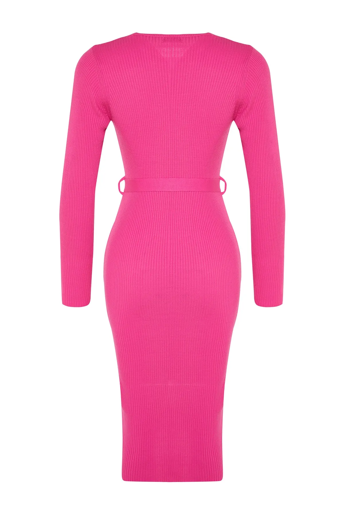 Trendyol Collection  Rosa Midi-Strickkleid mit Gürtel und Details TWOAW22EL0009