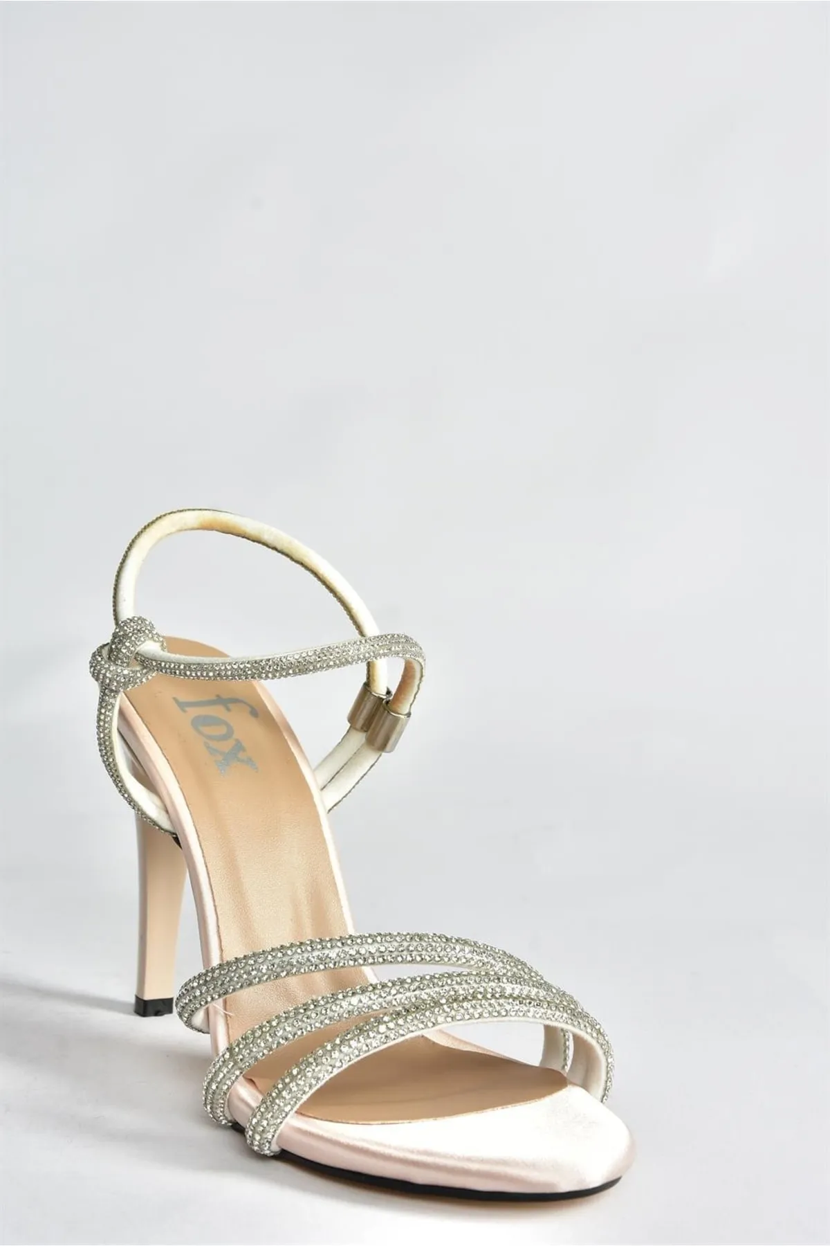 Fox Shoes  Haut-Satin-Stoff-Stein-dünne Absätze-Damen-Abendkleid-Schuhe P997050304