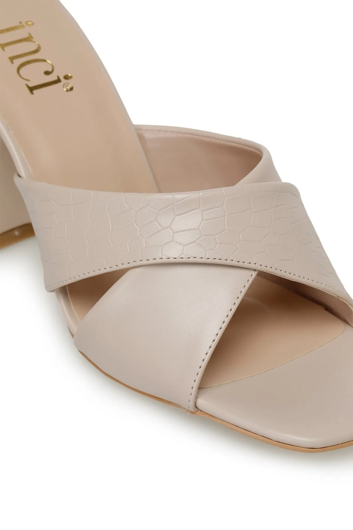 İnci  Pantolette - Beige - Blockabsatz