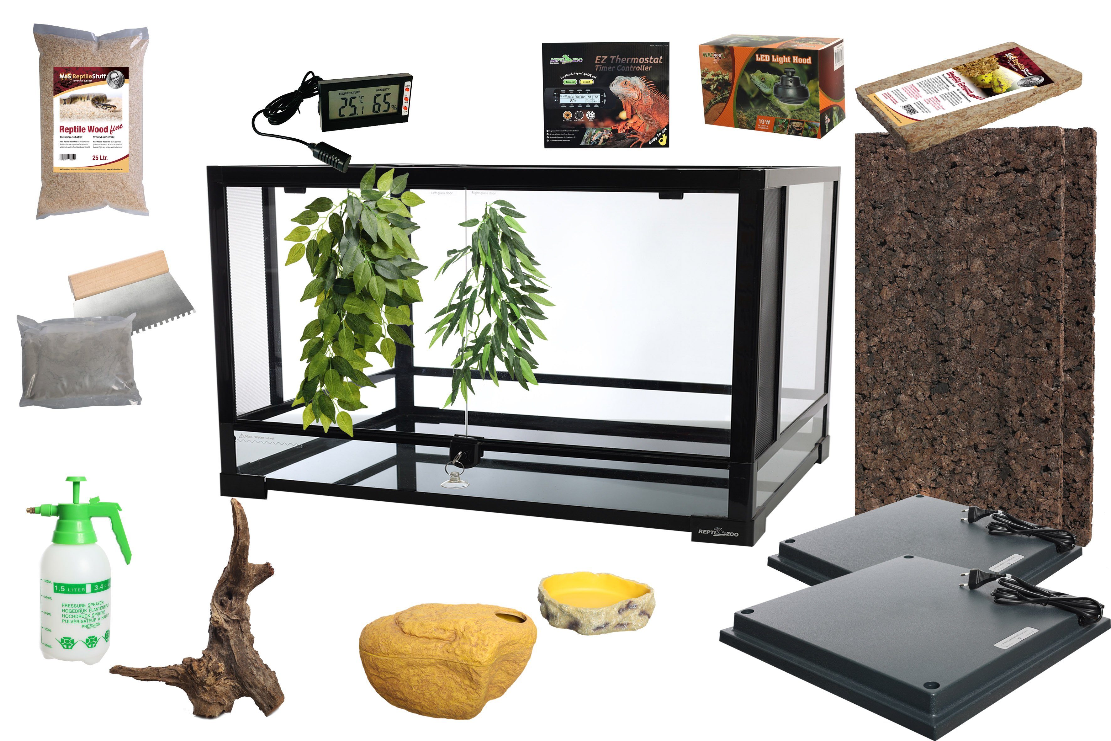 ReptiZoo Terrarium ReptiZoo Komplettset: Für Schlangen bis ca. 150cm mit 120x45x45cm Gla
