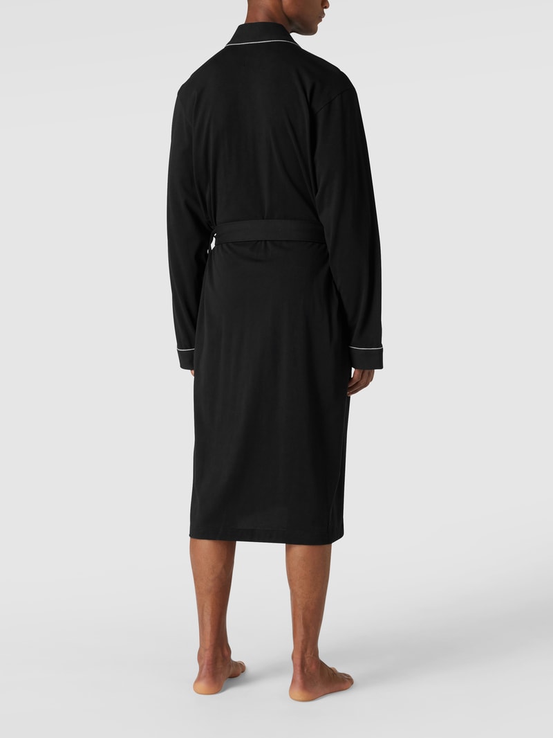 Bademantel mit Kontraststreifen Modell 'Kimono BM' in schwarz