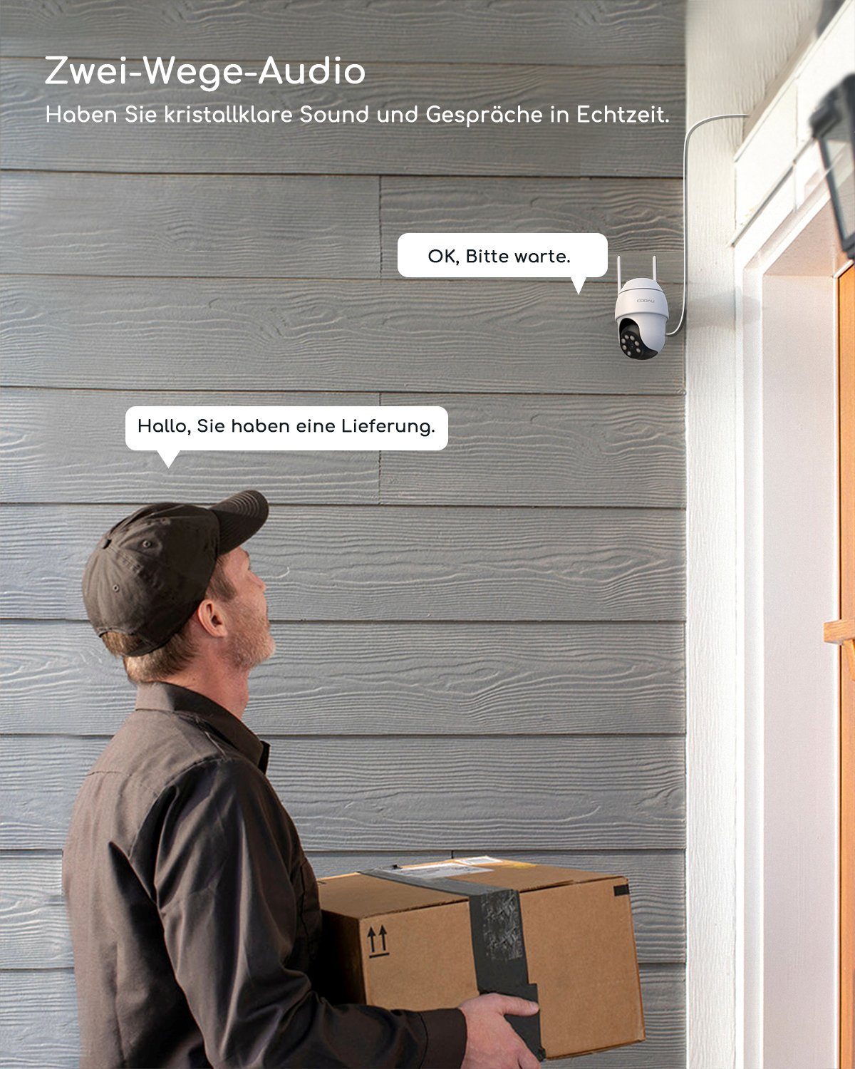 COOAU 2K Überwachungskamera Aussen WLAN,355°/90° Schwenkbar IP Kamera IP66 Überwachungskamera (AuBenbereich, 4 Geräte Gleichzeitig,Mit der Familie teilen,All-in-1 APP,Alexa, Mensch Bewegungsmelder,Automatische Verfolgung,Farbige Nachtsicht,3MP, 24/7