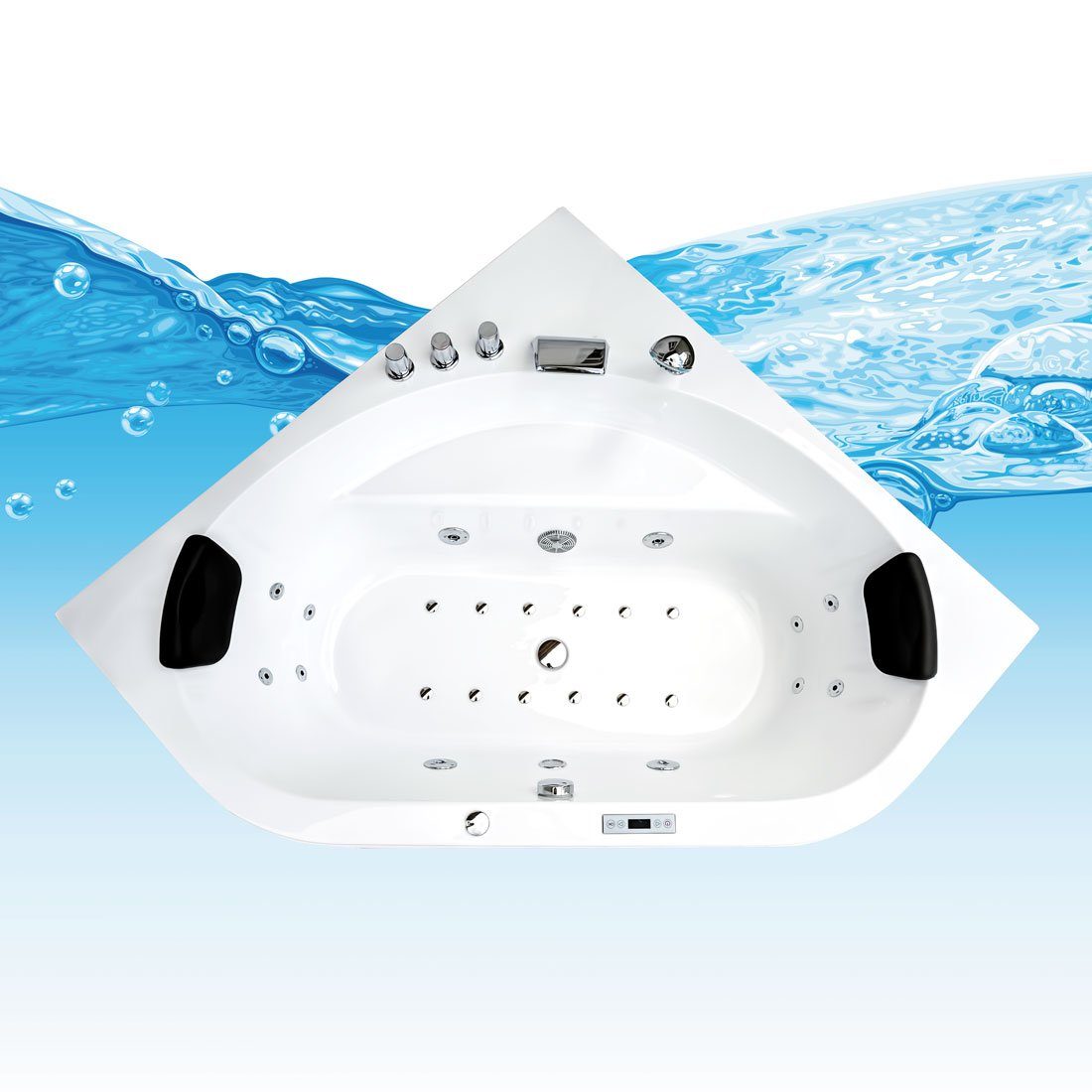 AcquaVapore Whirlpool-Badewanne Whirlpool Badewanne Eckwanne W20H-ALL 140x140cm