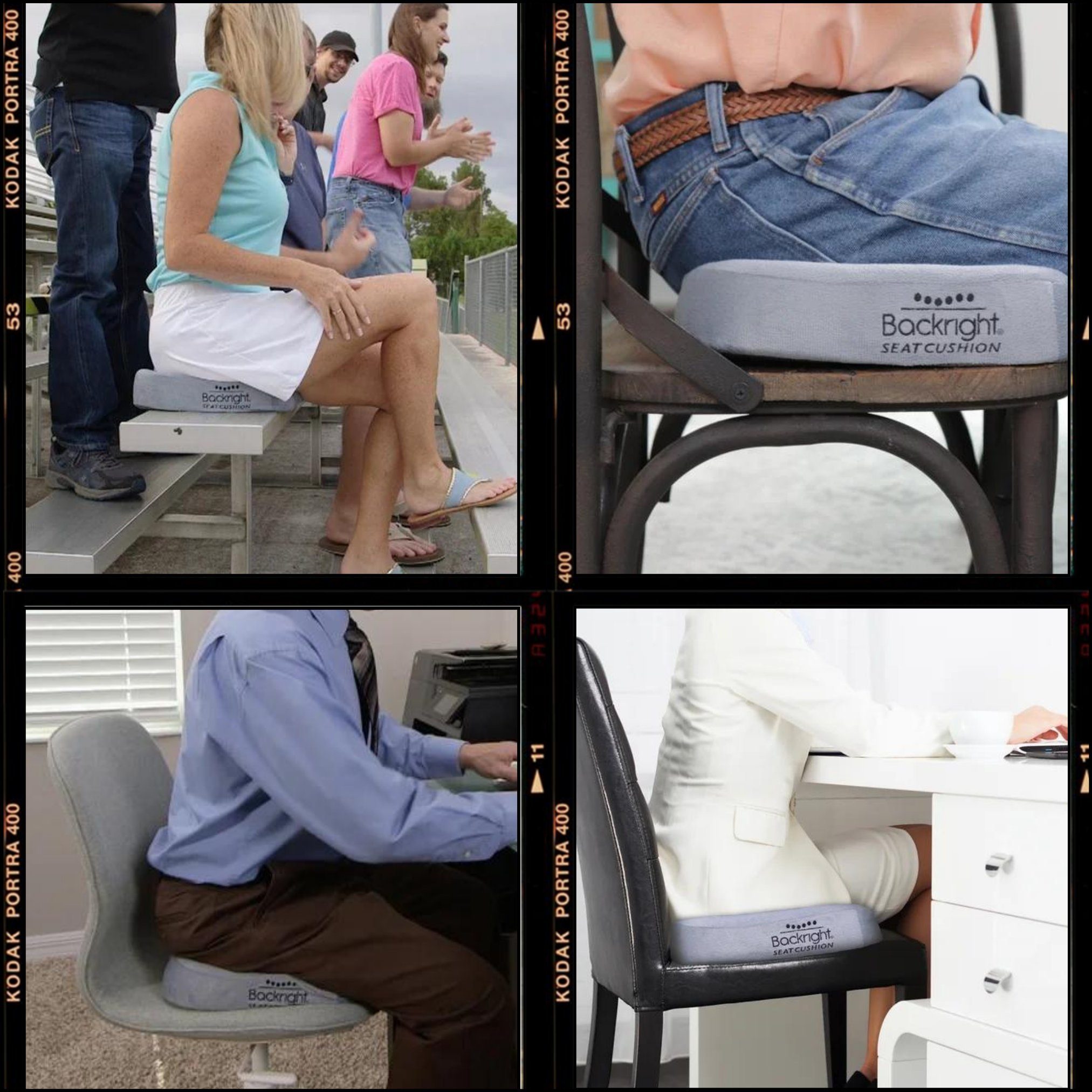 Best Direct® Sitzkissen Backright® Seat Cushion, Ergonomisch, Schmerzreduzierend, waschbar, 45x33cm