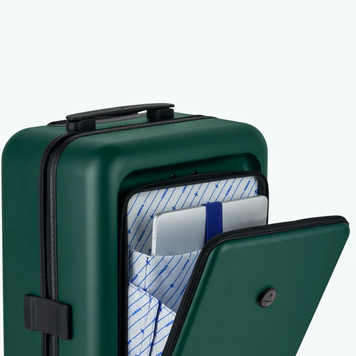 PVG 4-wheel hard-shell suitcase with plain green pouch