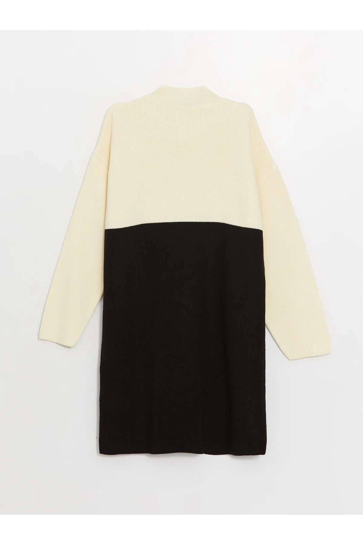 LC Waikiki  Langärmlige Oversize-Stricktunika mit halbem Rollkragen und Farbblockierung für Damen