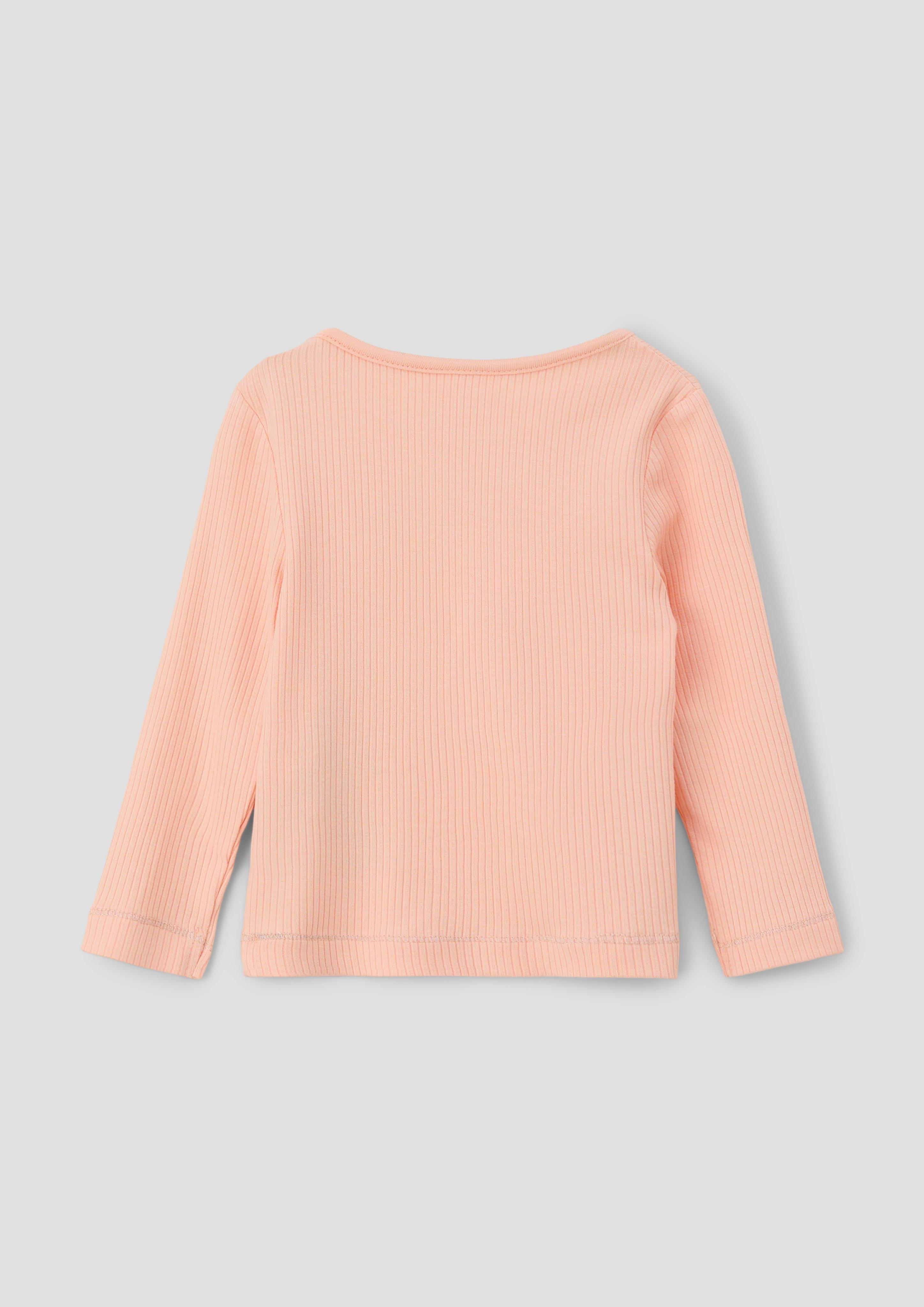 Geripptes Langarmshirt mit Stickerei  2140156-2018