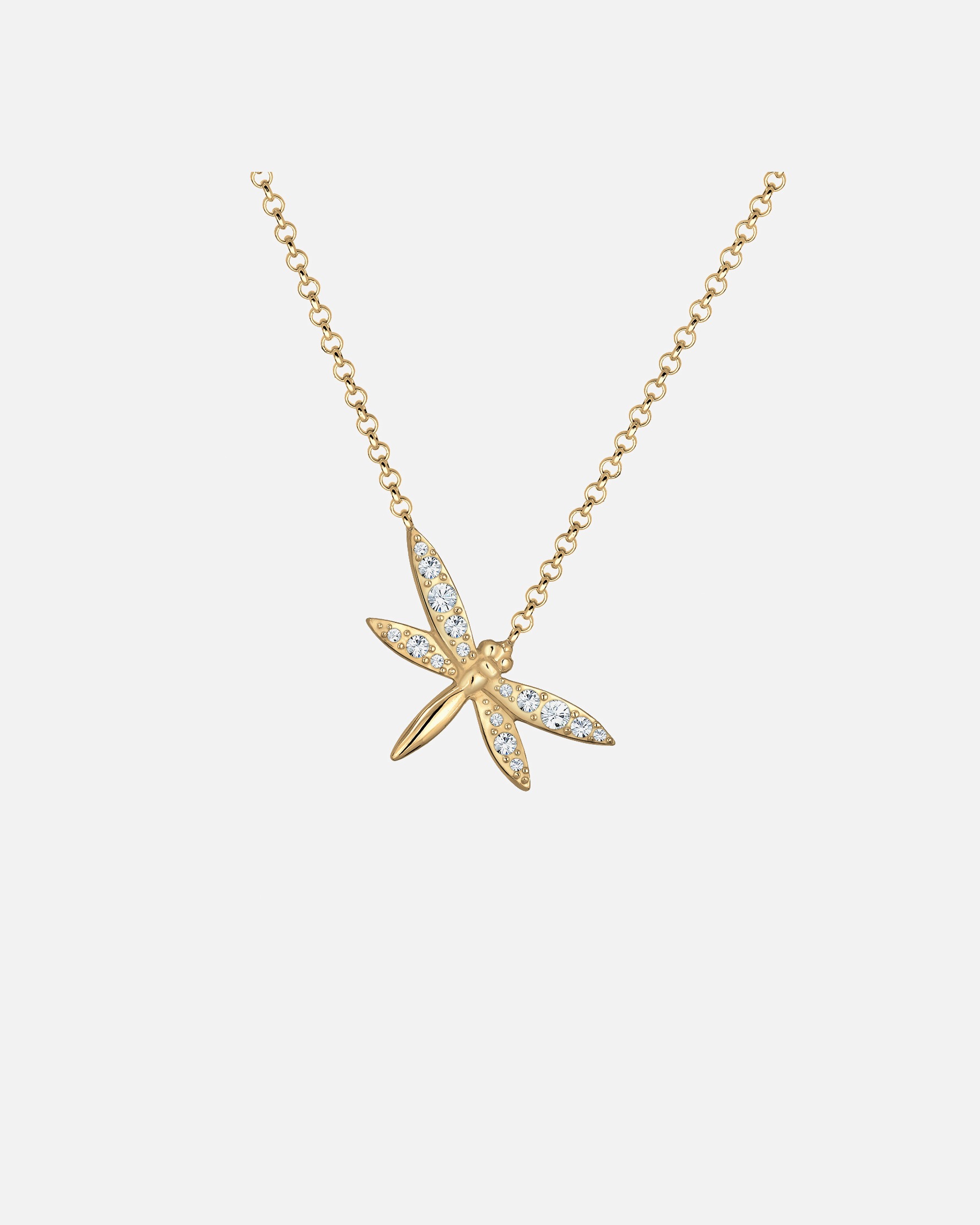 Elli Women's Dragonfly with Crystals in 925 Sterling Silver Gold Plated