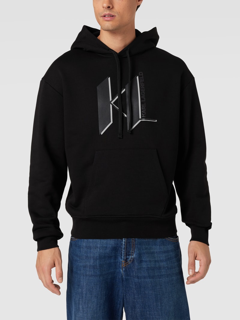 Hoodie mit Label-Prints in schwarz