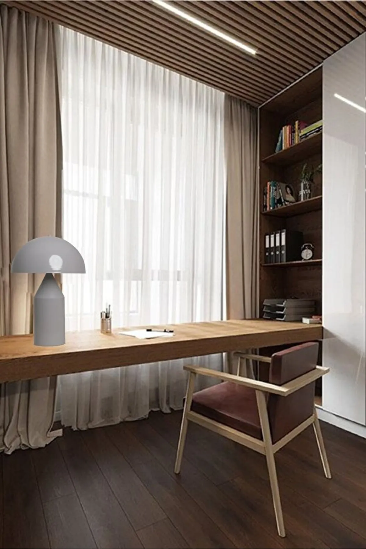 Bamyum  Lipeo Tischlampe Grau 30cm, Pilzlampe Metalllampe