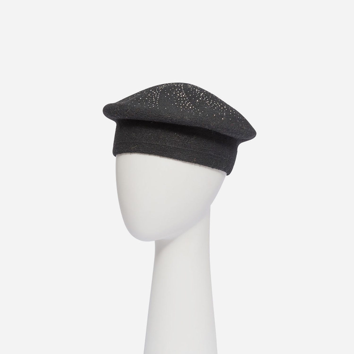 Béret noir à strass