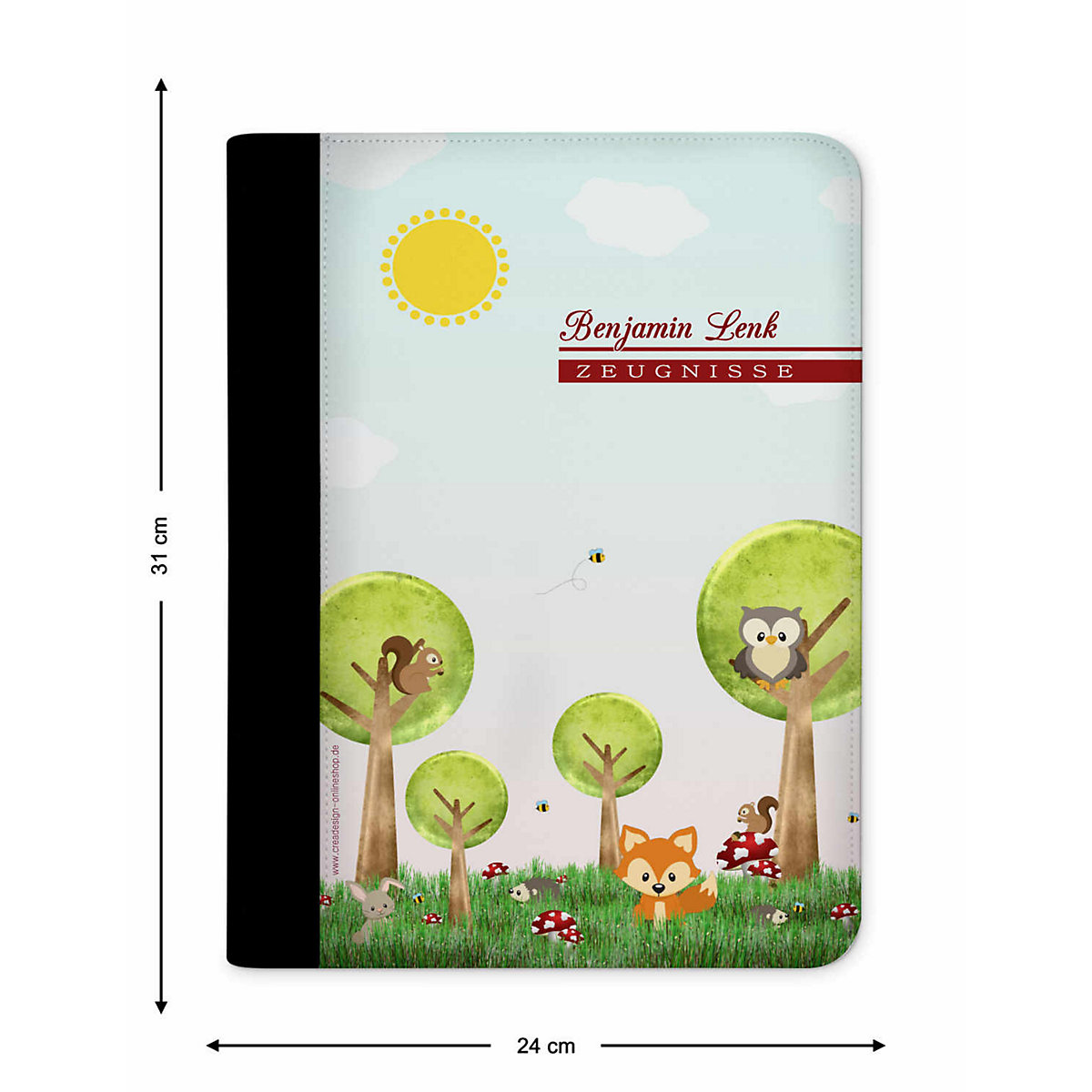 Zeugnismappe / Dokumentemappe mit Name personalisiert Waldwiese
