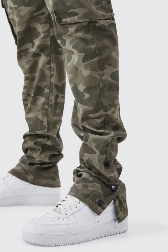 Plus Skinny Camouflage Cargo-Hose mit Druckknöpfen