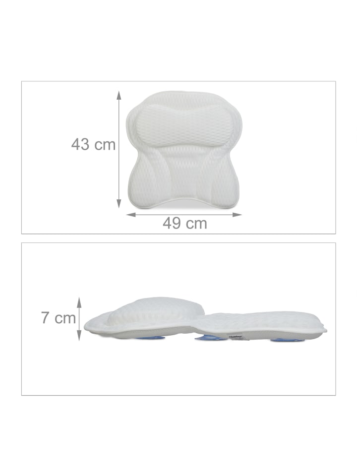 relaxdays Badewannenkissen in Weiß - (B)43 x (H)7 x (T)49 cm günstig kaufen onesize