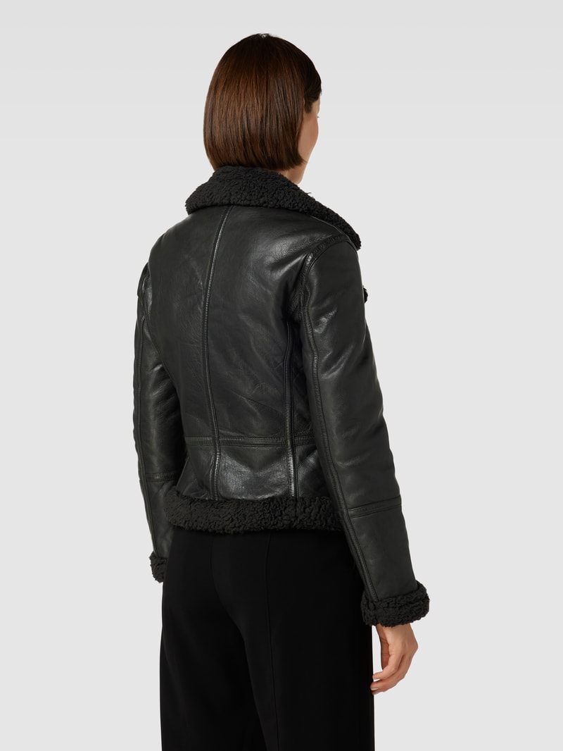 Lederjacke aus Lammleder mit Reverskragen in schwarz