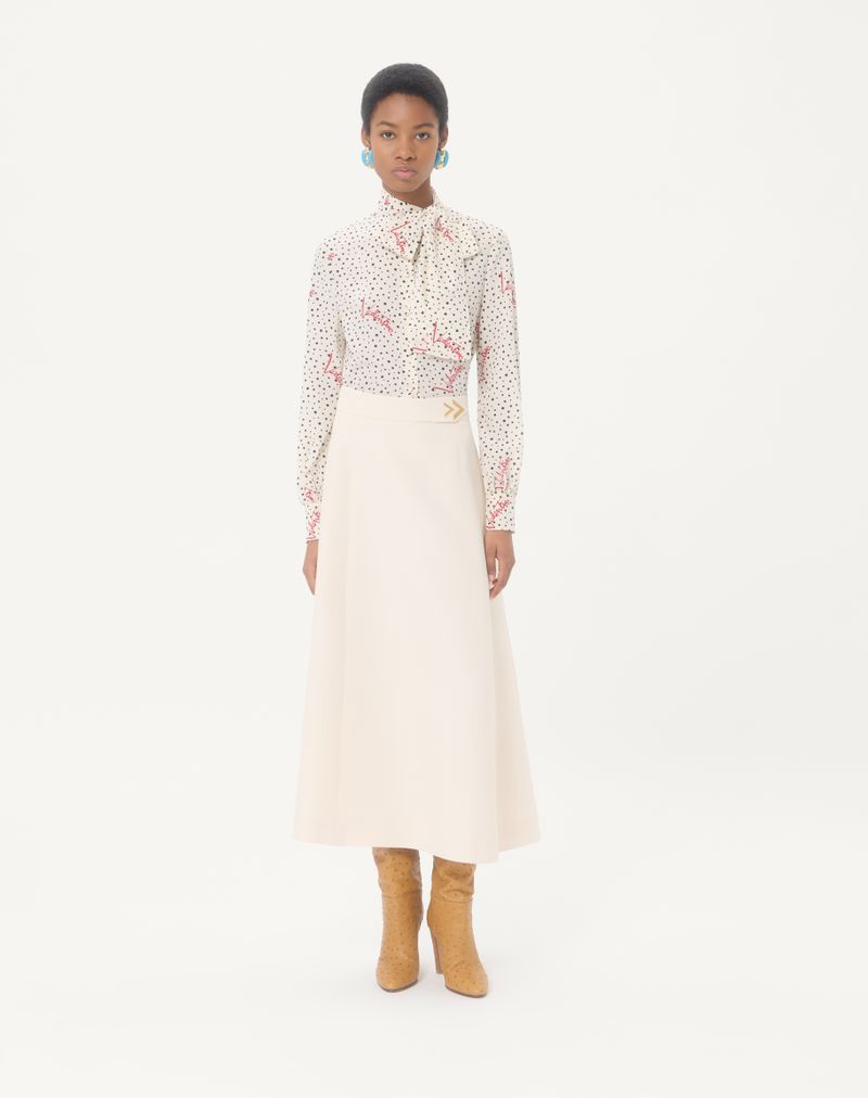Saia midi de crepe de alta costura