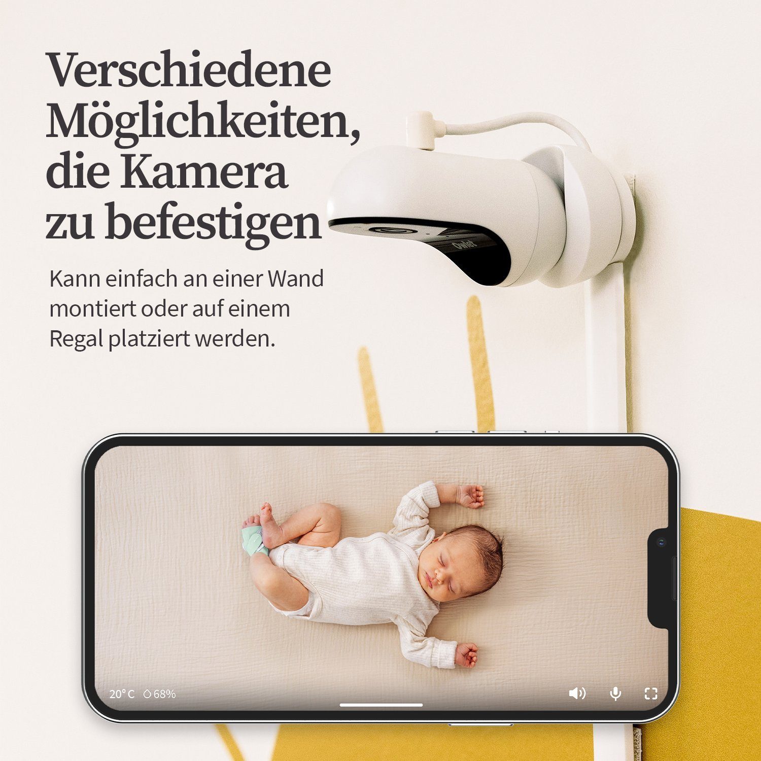 Owlet Baby Care DE Babyphone, HD Kamera 2: inkl. Raumtemperatur- und Luftfeuchtigkeitsmesser