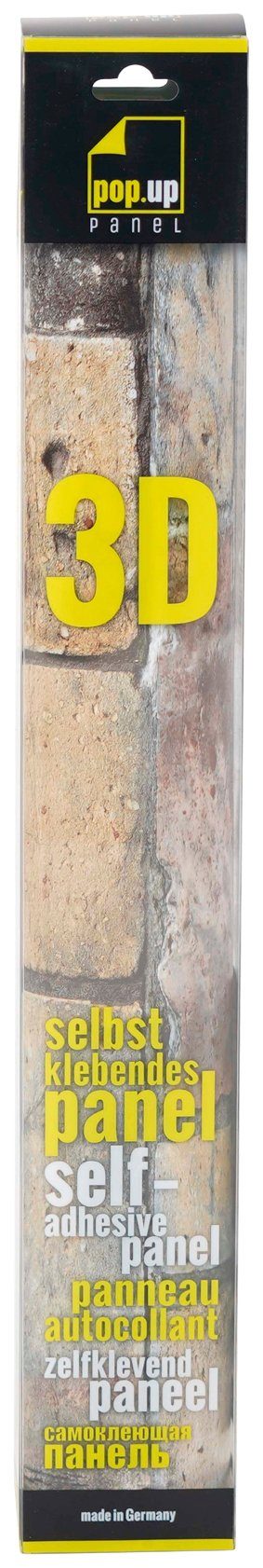 living walls Vinyltapete Pop Up Panel 3D, strukturiert, Steinoptik, Steinwand Tapete Selbstklebend Stein Bunt Grau Panel 2,50 m x 0,52 m