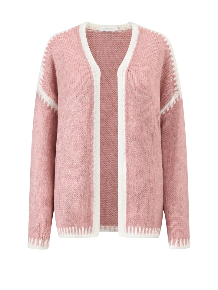 SASSYCLASSY Strickjacke mit kontrastierenden Blenden in Altrosa günstig kaufen