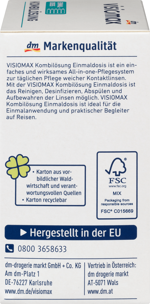 Kombilösung Einmaldosis für weiche Kontaktlinsen, mit Kontaktlinsenbehälter, 15 x 10 ml, 150 ml