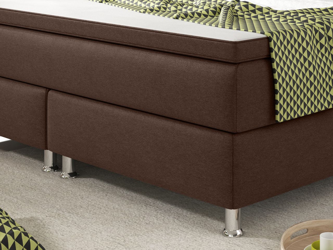 IHG Boxspringbett Köln 180x200 Webstoff Braun