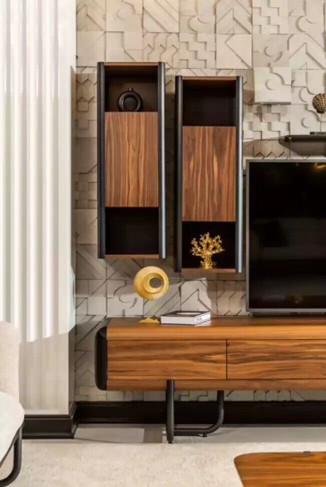 JVmoebel Wohnzimmer-Set Wohnwand Schrank Regal Schränke Wohnwände Sideboard Couchtisch 5tlg., (5-St., 1x Lowboard + 2x Wandschranke + 1x Wandregal + 1x Couchtisch), Made in Europa