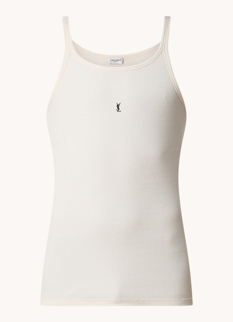 Saint Laurent Tank top with ribbed structure and logo embroidery