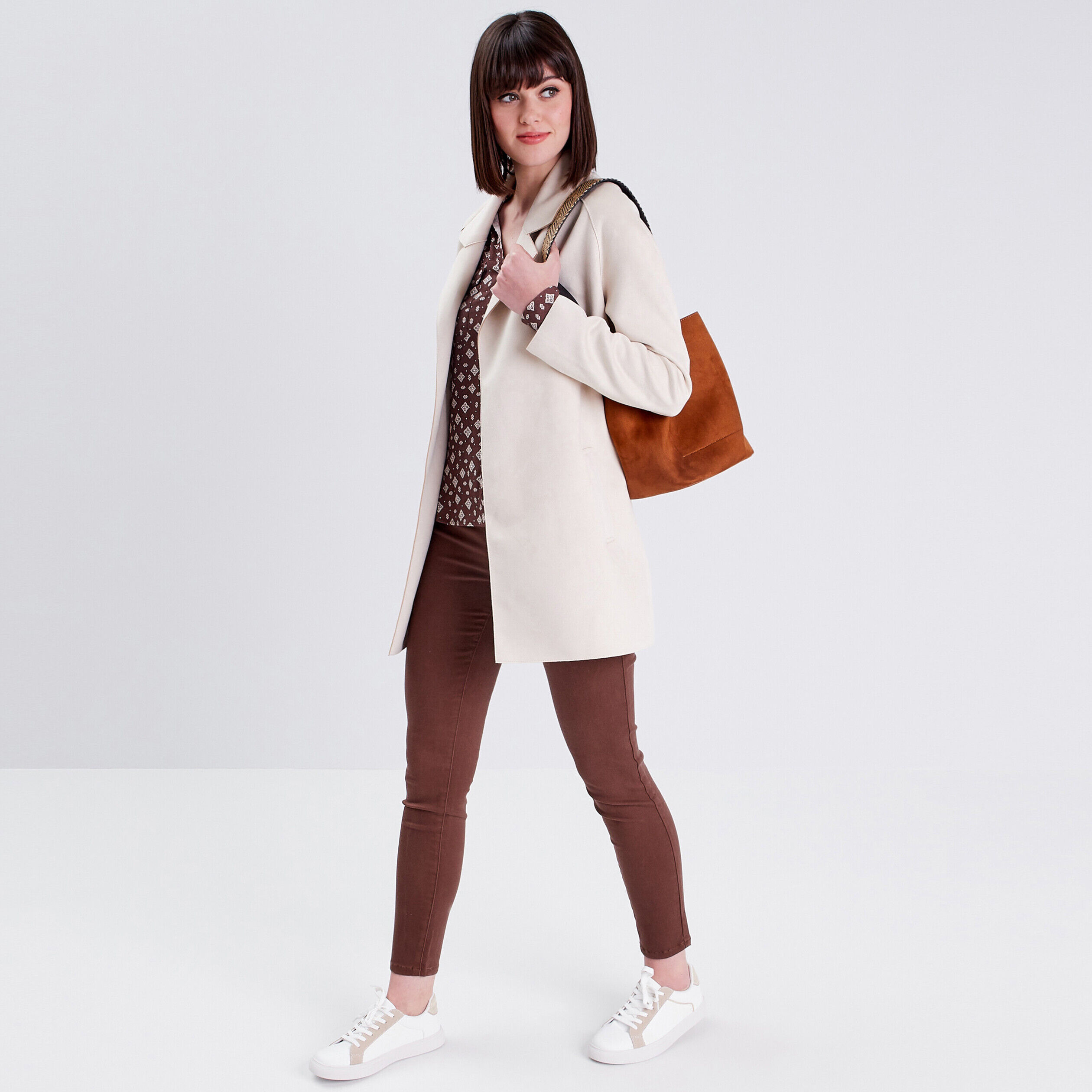Trench droit ceinturé sable femme | Cache Cache
