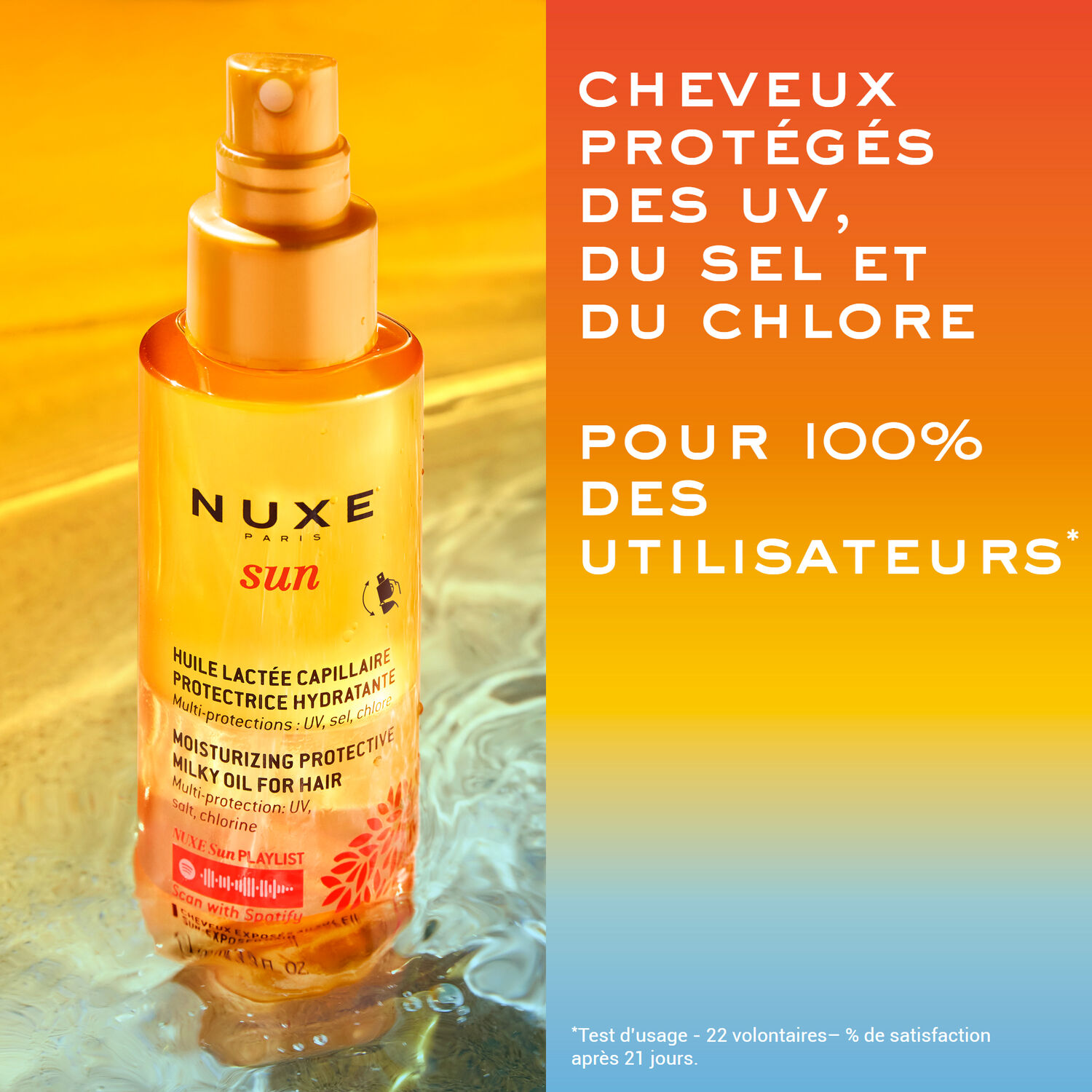 Nuxe Huile Lactée Capillaire Protectrice Hydratante Nuxe Sun - Tous types de cheveux - 100ml