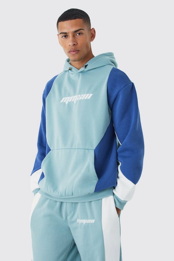 Oversize Colorblock Trainingsanzug mit Kapuze