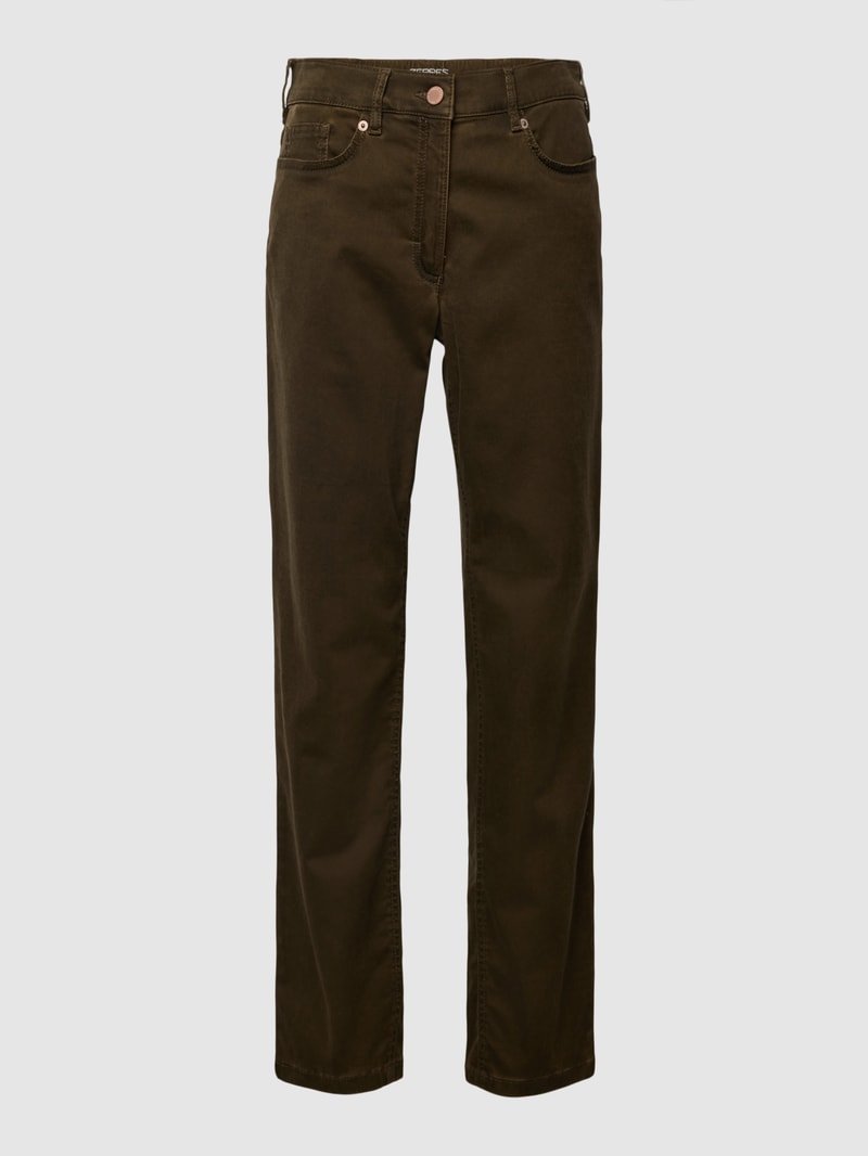 Comfort Fit Jeans im 5-Pocket-Design Modell 'GRETA' in olivgrün