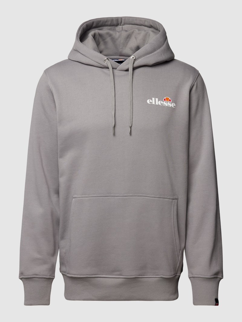 Hoodie mit Label-Print Modell 'Olevano' in mittelgrau