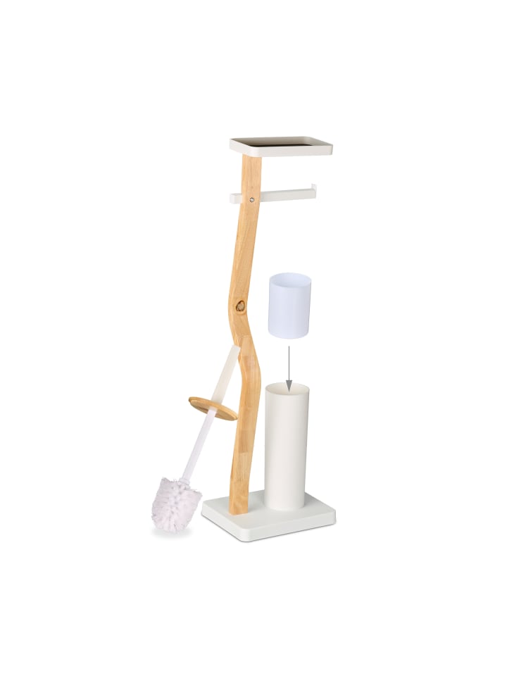 relaxdays WC Garnitur in Weiß/ Natur - (B)23 x (H)80,5 x (T)18 cm günstig kaufen onesize