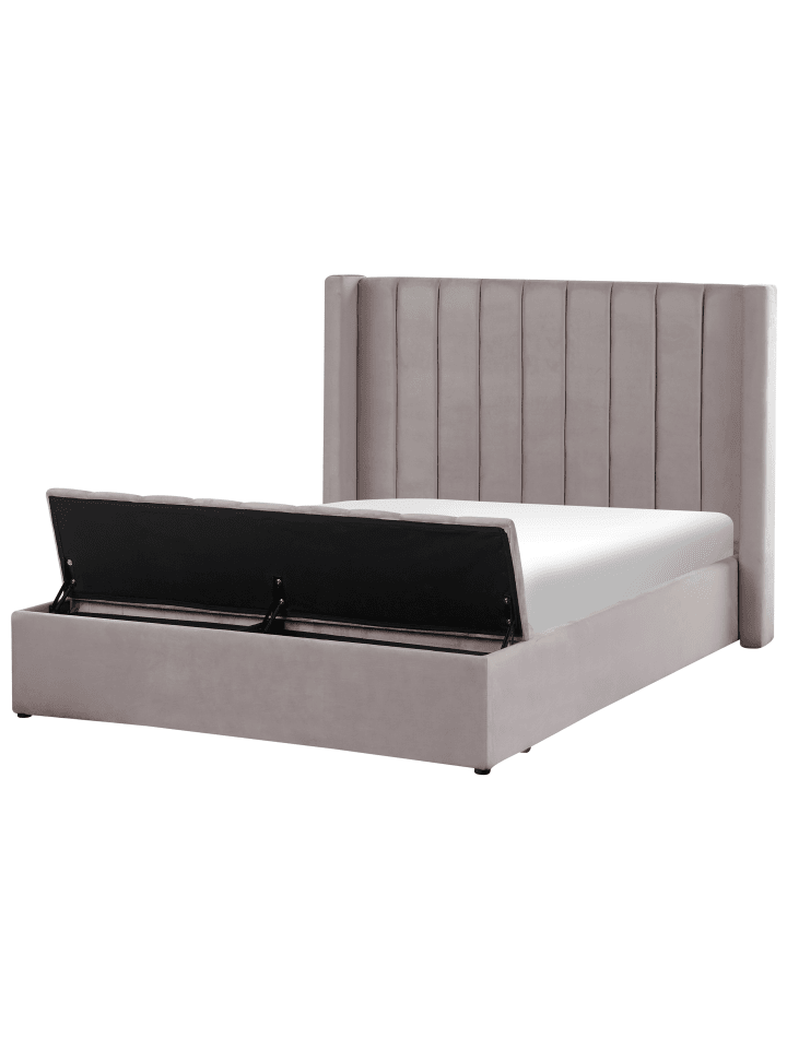 Beliani Doppelbett NOYERS in Grau - (W) 190 x (H) 132 x (L) 247 cm günstig kaufen onesize