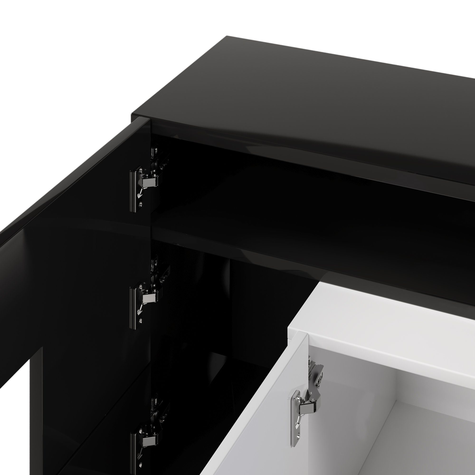 REDOM TV-Schrank Lowboard (1-St., Schwarz+Weiß, 200 cm) Elegante Glasoberfläche., LED-Beleuchtung