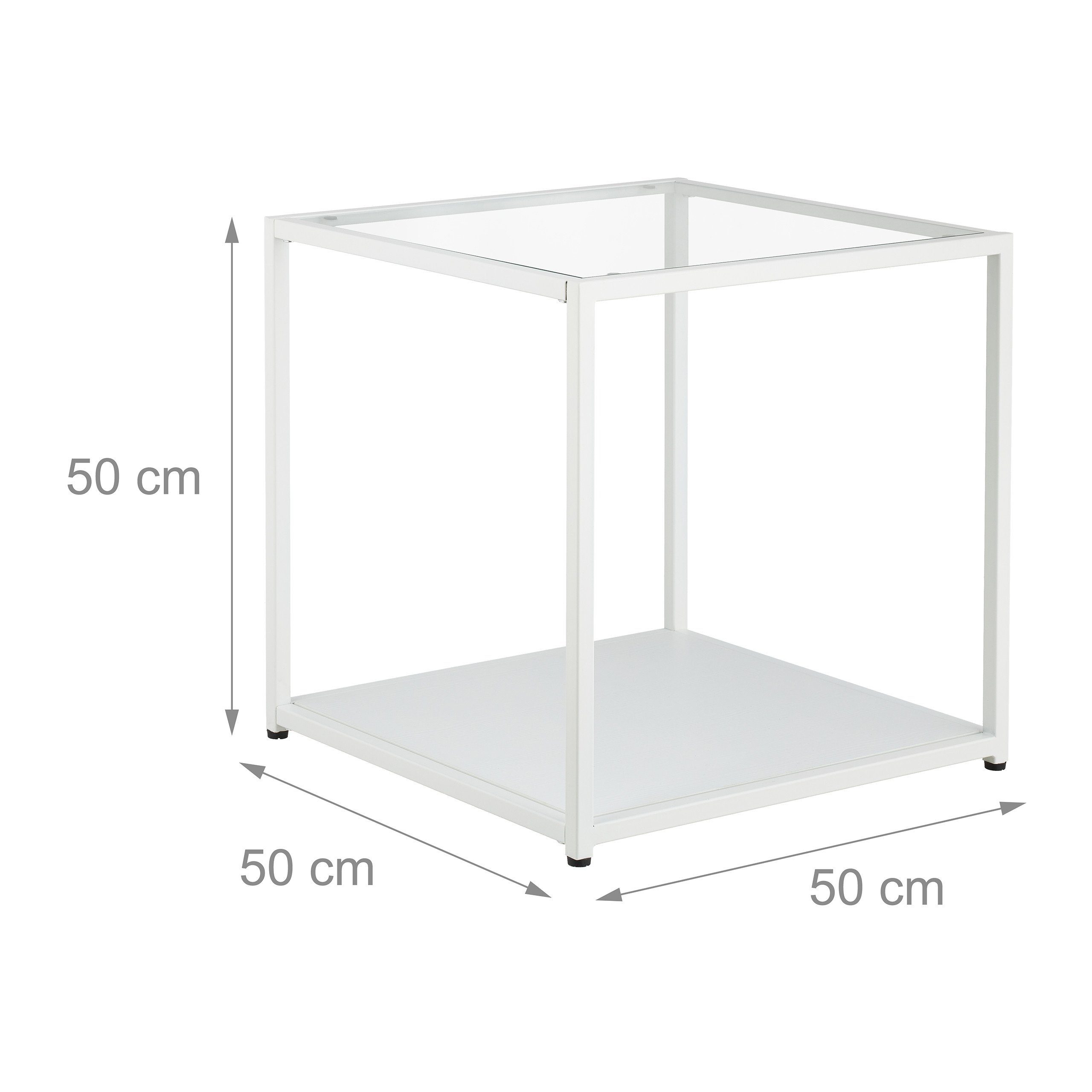 relaxdays Beistelltisch Beistelltisch Quader mit Glas