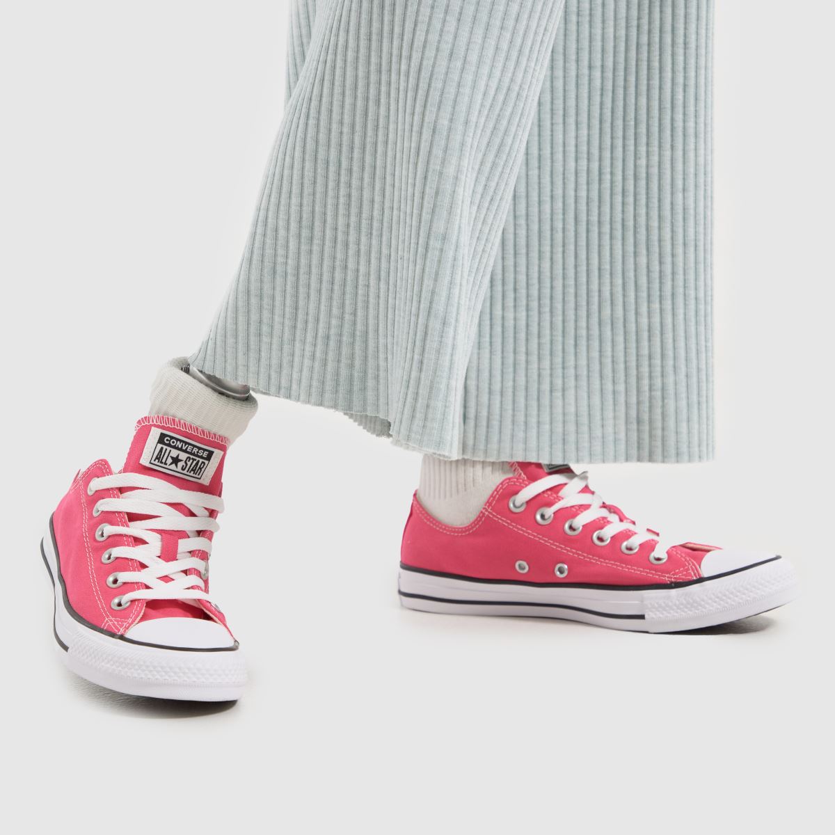 Converse All Star Ox cipők fehér és rózsaszín színben