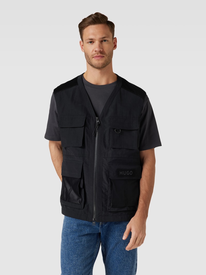 Weste mit Label-Patch Modell 'Bael' in schwarz