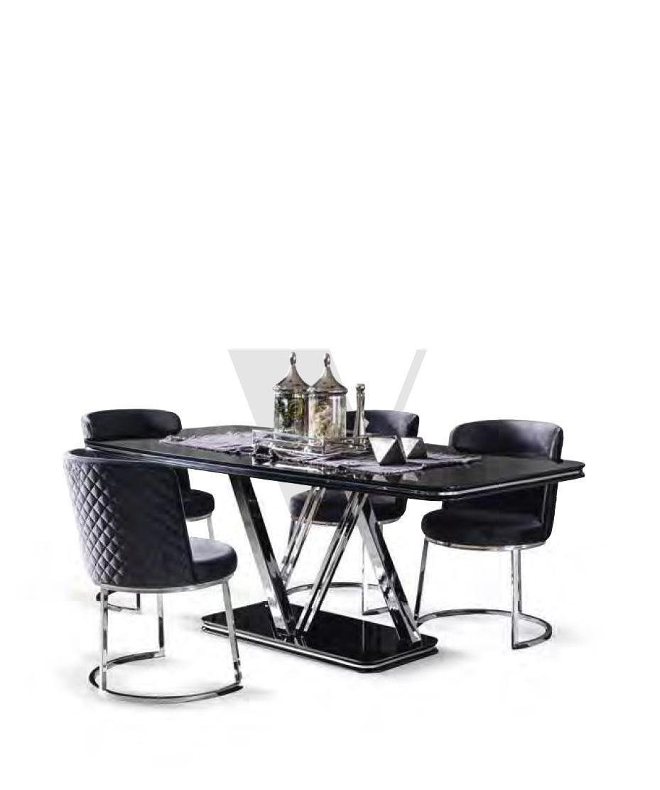 JVmoebel Essgruppe Schwarze Esszimmer Garnitur Luxus Esstisch 6x stühle Set 7tlg., (7-tlg., Esstisch / 6x Stühle), Made in Europa