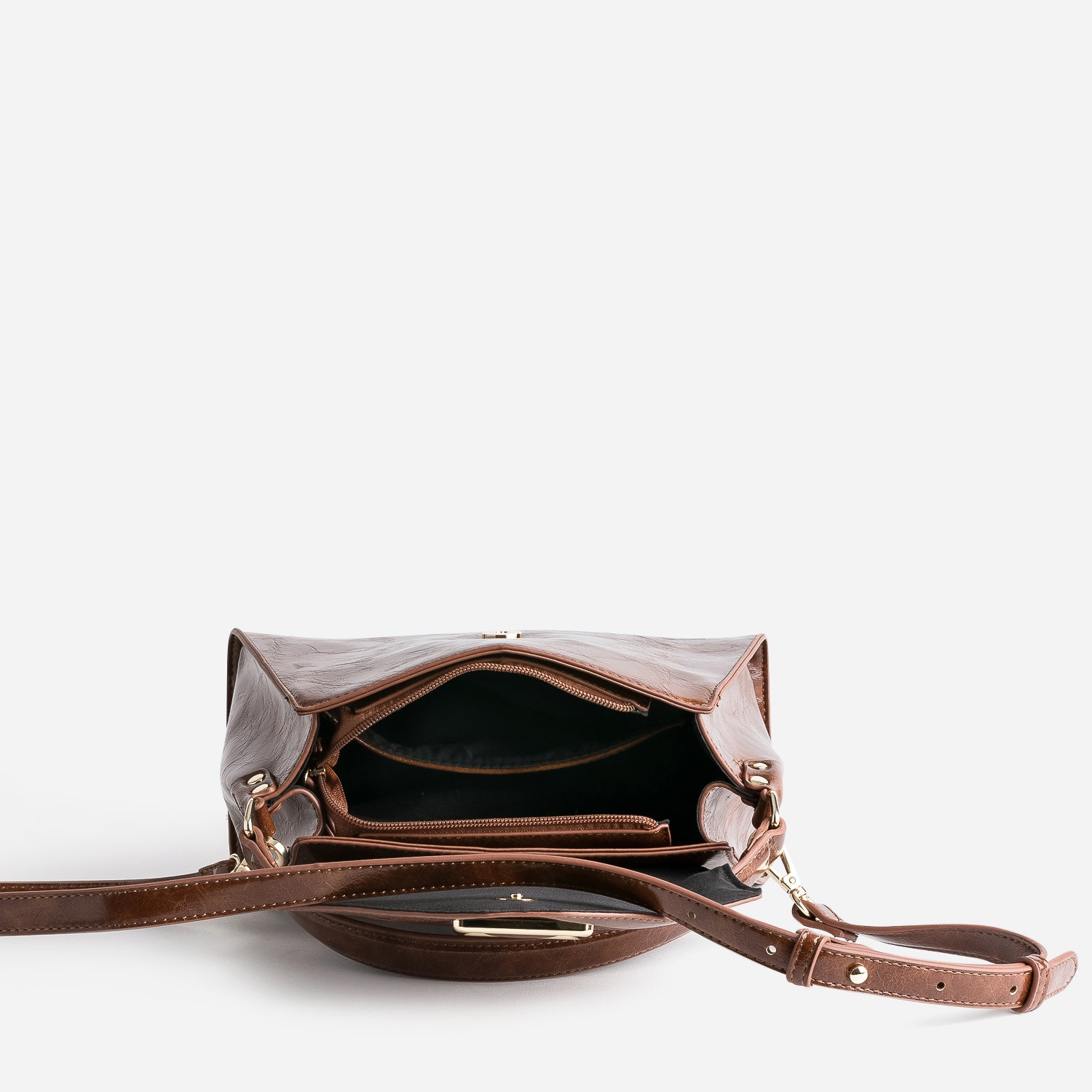 Sac à main cognac patiné forme trapèze